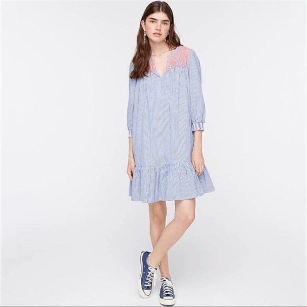 J. Crew Leda Embroidered Boho Shift Dress Size S